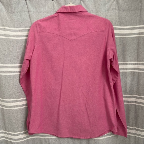 WRANGLER / Ladies Pink Pearl Snap Long Sleeve Western Shirt Size M - Picture 2 of 7